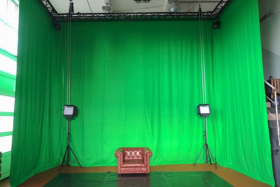 Fotostudio Set up mit Green Backdrop